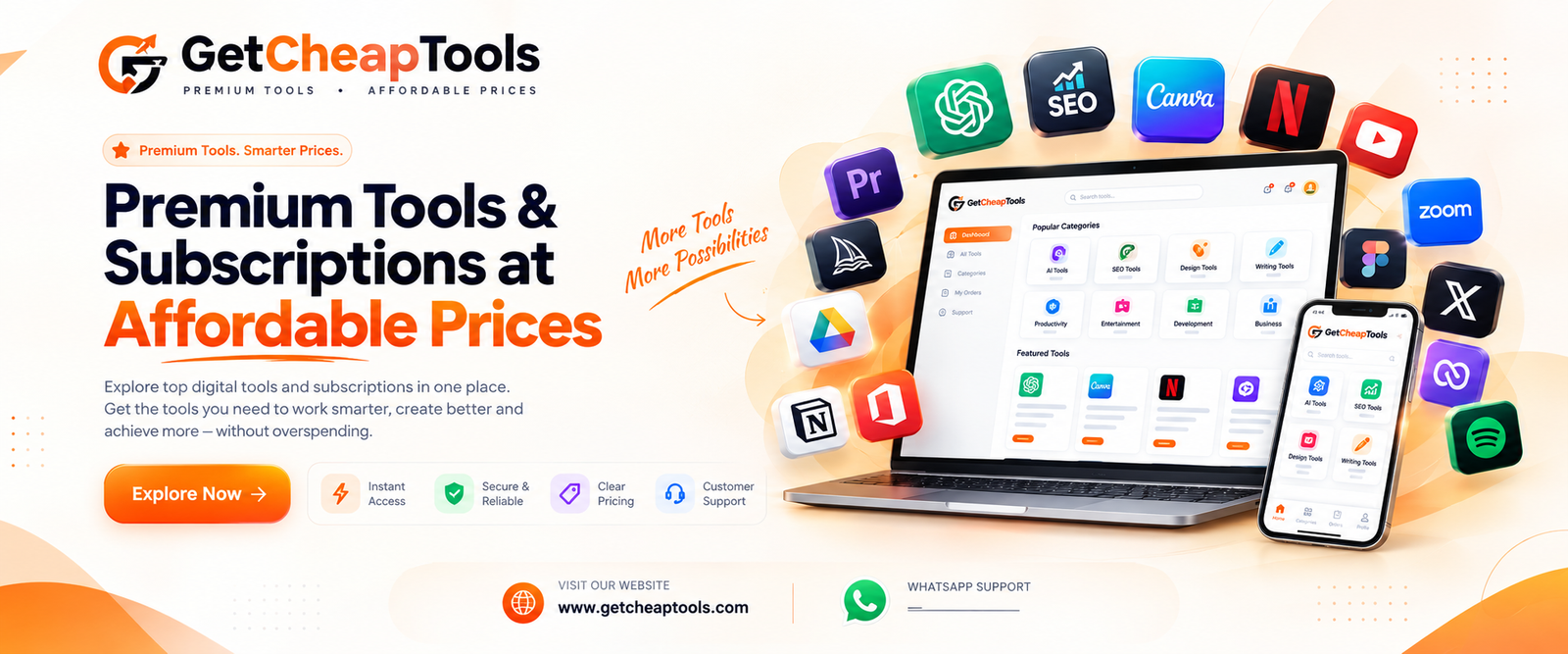 Premium digital tools in a laptop and mobile workspace